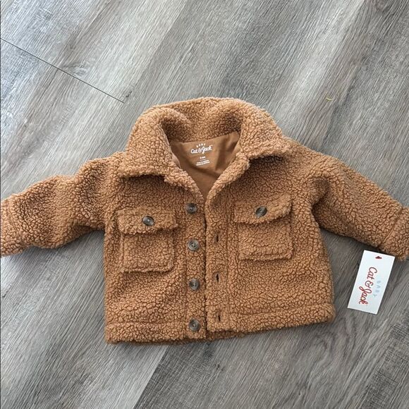 Cat & Jack Brown Teddy Jacket Coat Baby Unisex - Picture 2 of 4